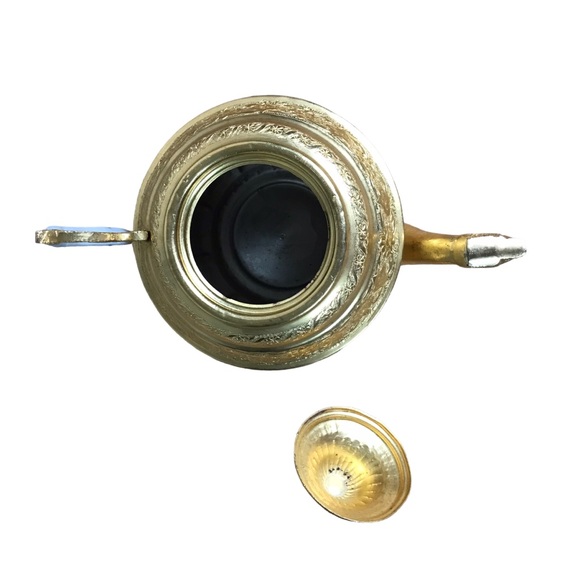 2 Piece Set Turkish Samovar Gold Plated Tea Coffee Ornate Engraving Tray and Pot - Picture 9 of 16